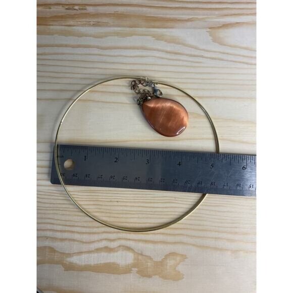 Gold Tone Metal Choker Faux Citrine Color Stone Finding Dangling - Picture 3 of 3